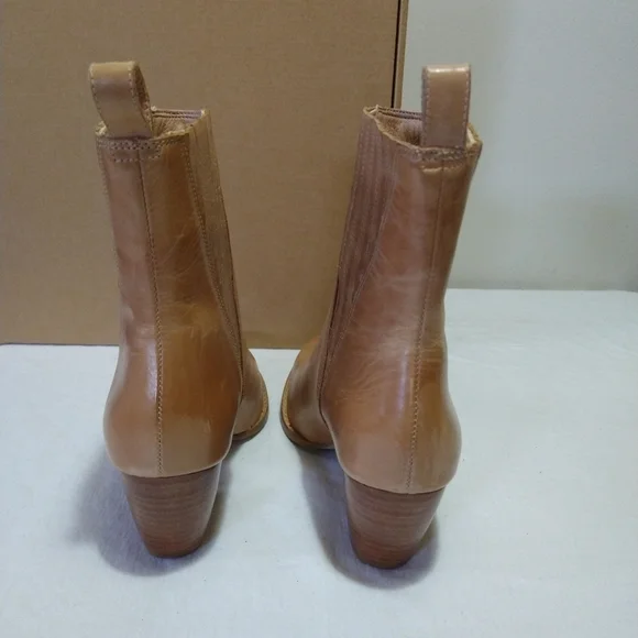 Matisse Tan Elevation Leather Stacked Heel Booties - Picture 10 of 14
